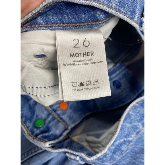Mother Snacks Women's High Rise Wide Leg Button Fly Denim Jeans Blue Size 26 - Picture 8 of 15